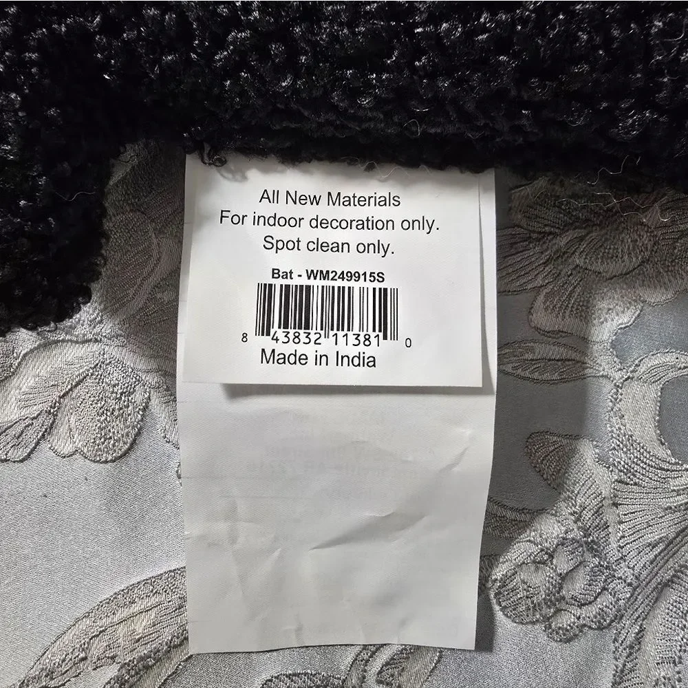 Nwt Decorative Halloween Boucle Bat Pillow, 22